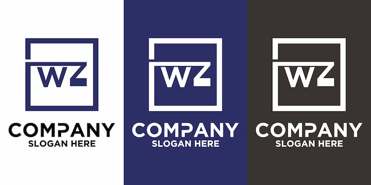 Vector letras wz con plantilla de vector de diseño cuadrado