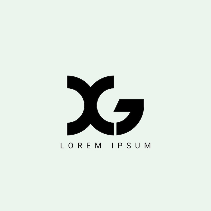 Vector las letras xg y gx monograma logotipo inicial geométrico moderno logotipo de cuadrícula de gradiente