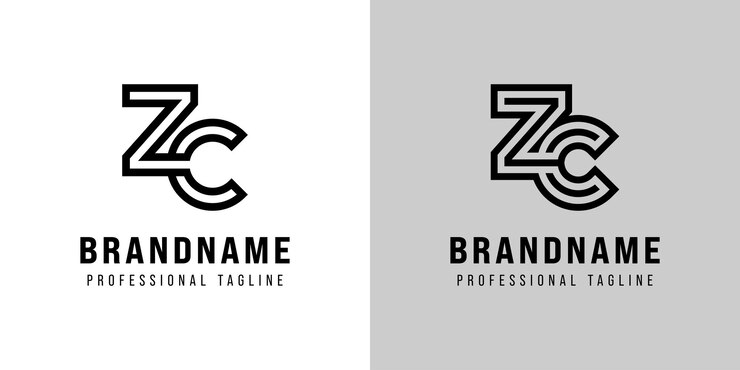 Vector las letras zc monograma logotipo adecuado para cualquier negocio con las iniciales zc o cz