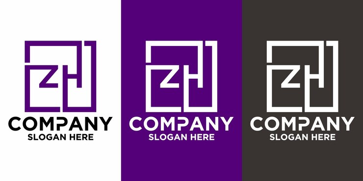 Vector letras zh con plantilla de vector de diseño cuadrado