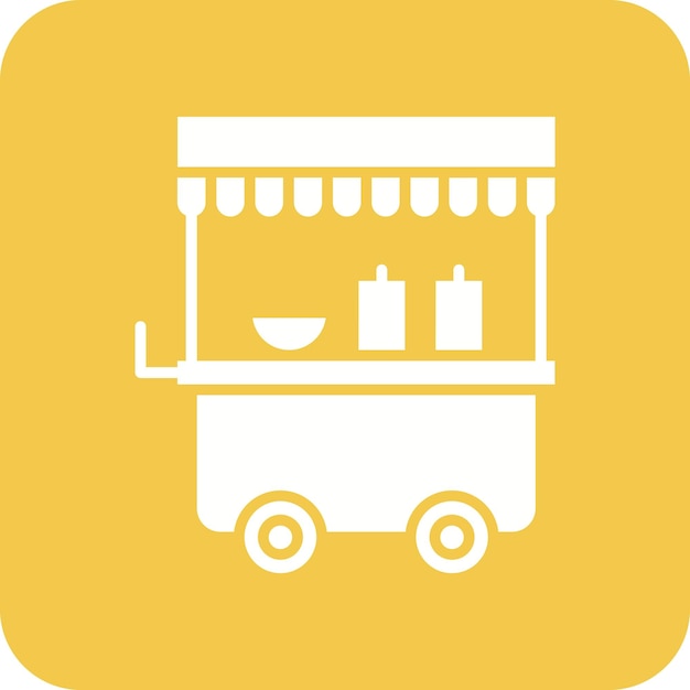 un letrero amarillo con un carro que dice comida en él