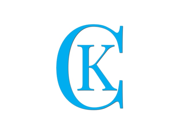 un letrero azul y blanco que dice ck ck diseño del logotipo