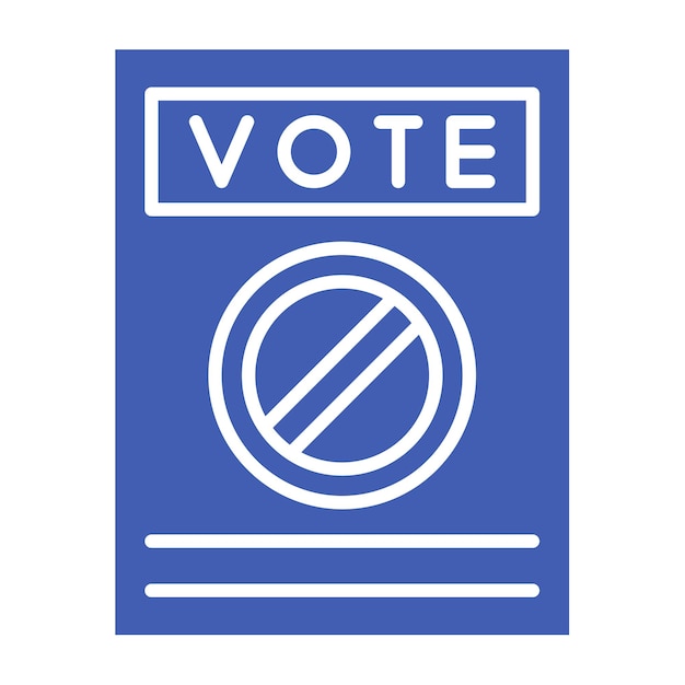 Vector un letrero azul y blanco que dice votar en él