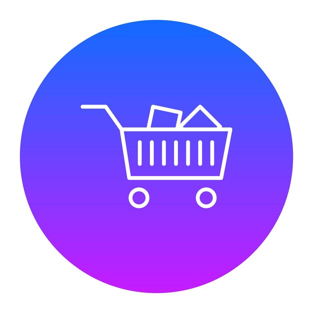 un letrero azul y púrpura que dice carrito de compras con un círculo azul