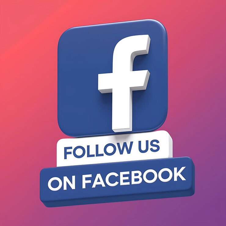 un letrero azul y púrpura que dice "Siguenos en Facebook"