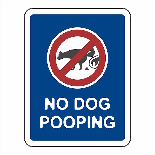 un letrero azul que dice que no hay caca de perro en él