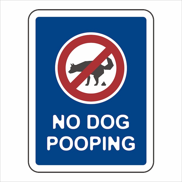 un letrero azul que dice que no hay caca de perro en él