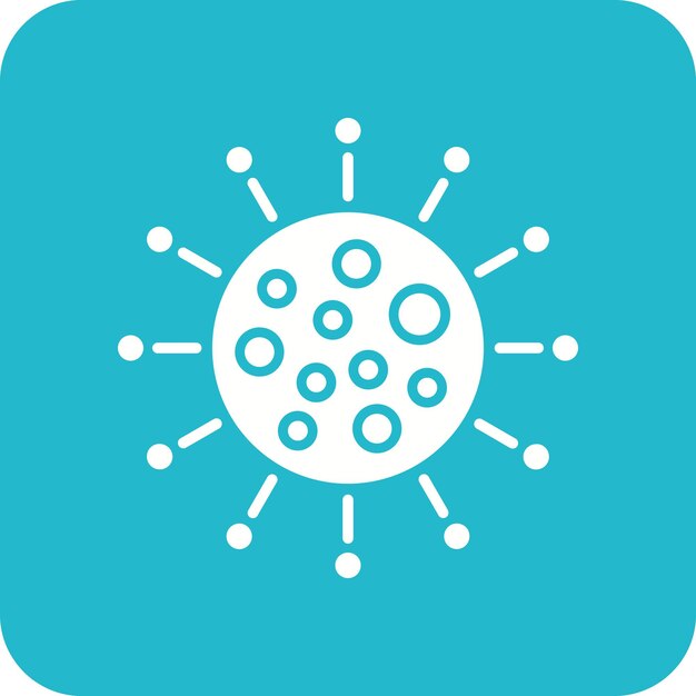 un letrero azul con un virus y la palabra bacterias
