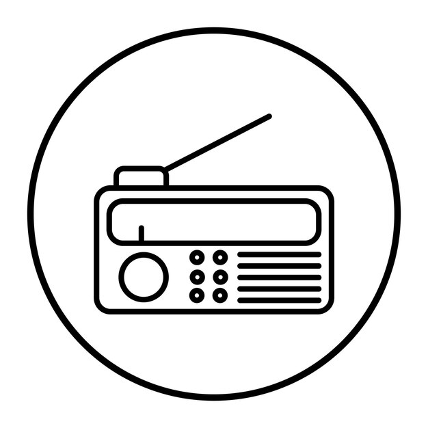 un letrero blanco y negro que dice radio
