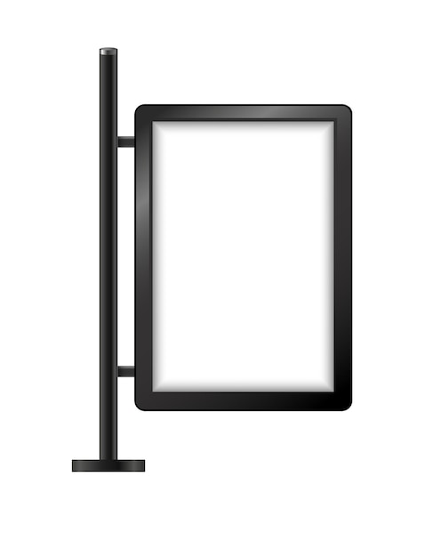 Letrero de calle colgando montado iluminado caja de luz aislada sobre fondo transparente plantilla de maqueta en blanco vacío realista Vector