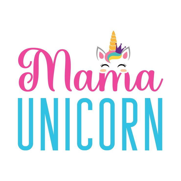 Vector un letrero colorido para mamá unicornio.