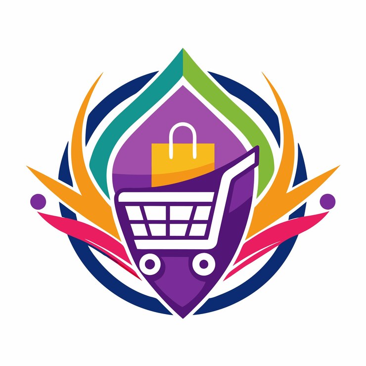 Vector un letrero colorido que dice un carrito de compras
