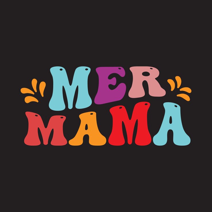 Un letrero colorido que dice mer mama.