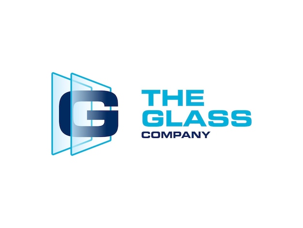 Letrero creativo G para el logotipo de la empresa letra a través del símbolo de las fábricas de vidrio de cristal