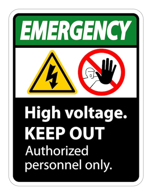 El letrero de emergencia de alto voltaje Keep Out está aislado en un fondo blanco Ilustración vectorial EPS10