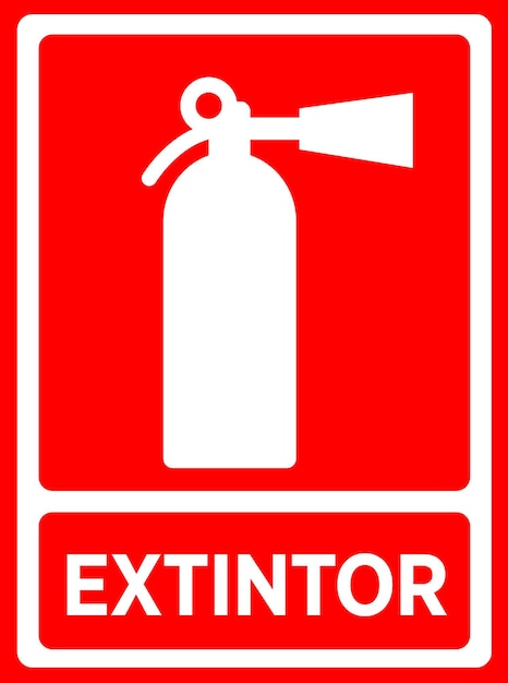 El letrero de extintor de incendios en italiano