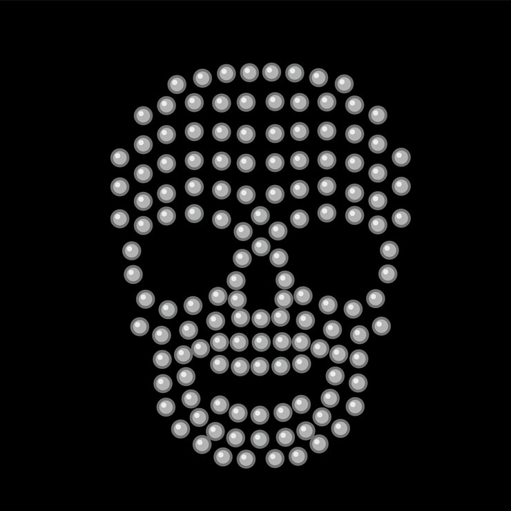 Vector letrero gótico con calavera de pedrería camisetas de diseño vintage