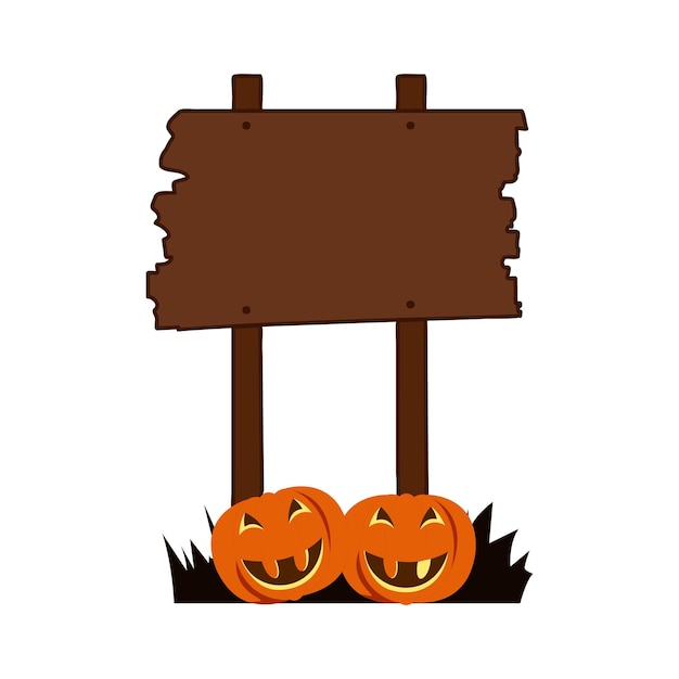 Letrero de halloween con vector de calabazas aislado sobre fondo blanco.