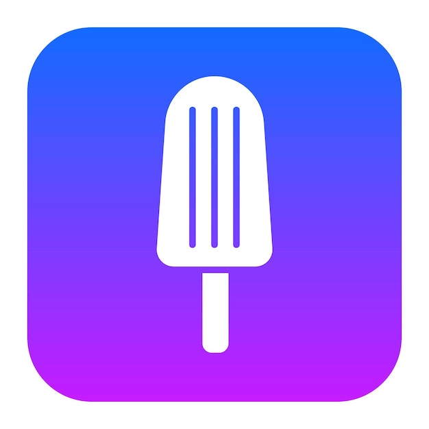 un letrero de helado azul y púrpura con un fondo azul
