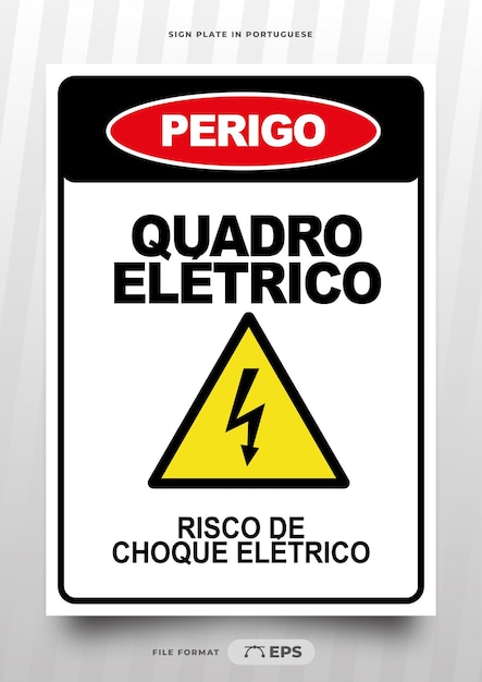 Vector letrero imprimible de tablero eléctrico de peligro en portugués de brasil