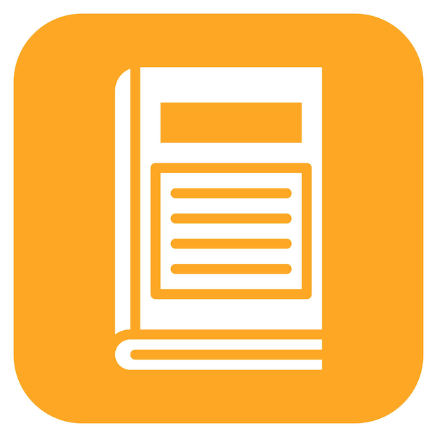 un letrero naranja con un libro en él