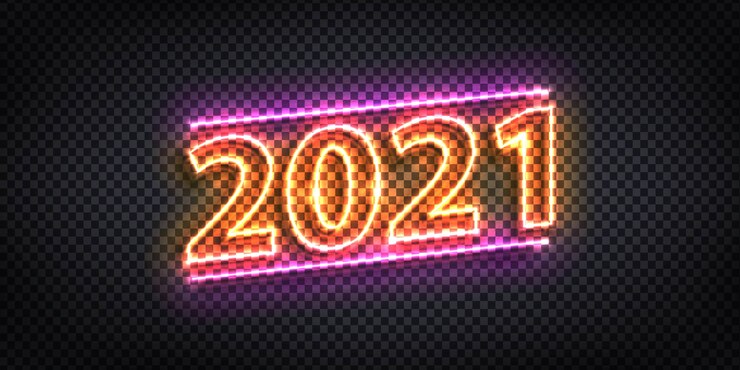Vector letrero de neón aislado realista de 2021
