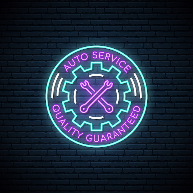 Letrero de neón de Auto Service.