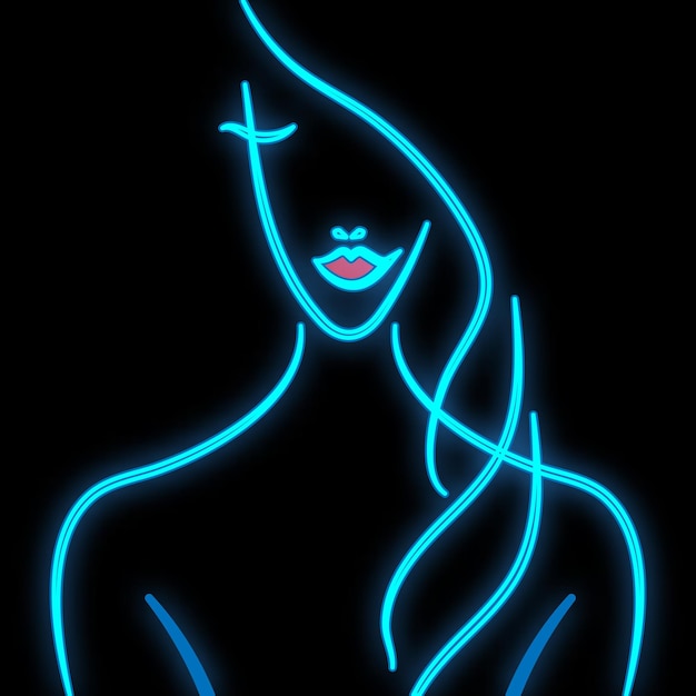 Letrero de neón azul luminoso brillante para un salón de belleza de peluquería hermoso spa de belleza brillante