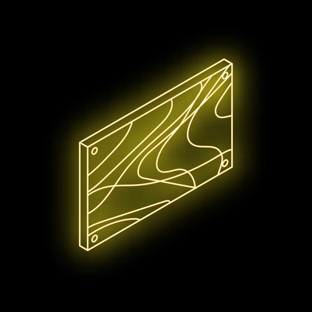 Letrero de neón brillante que muestra la textura de la madera