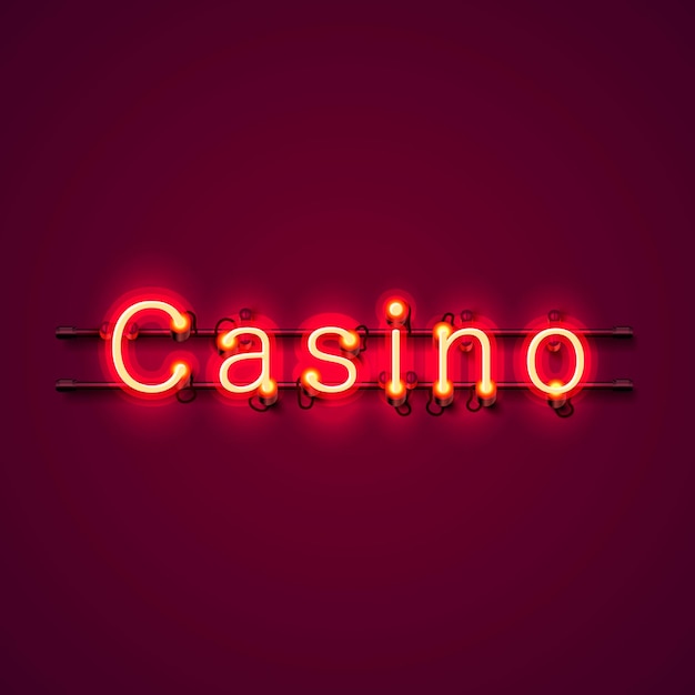 Letrero de neón de casino, banner de texto. ilustración vectorial