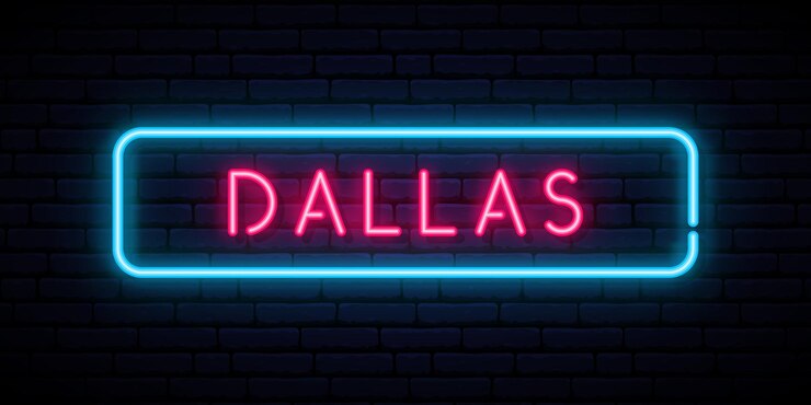 Vector letrero de neón de dallas