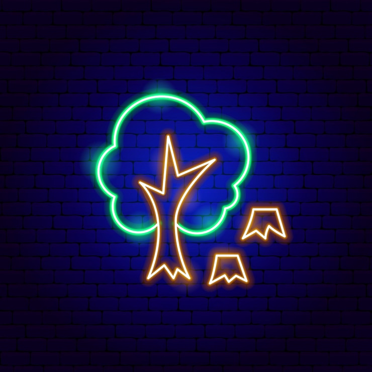 Vector letrero de neón de deforestación