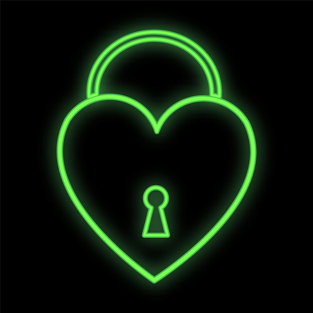 Letrero de neón digital festivo verde luminoso brillante para una tienda o tarjeta hermoso brillante con corazones de amor