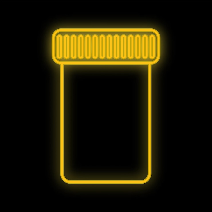 Vector letrero de neón digital médico amarillo luminoso brillante para una farmacia o tienda de hospital hermoso brillante