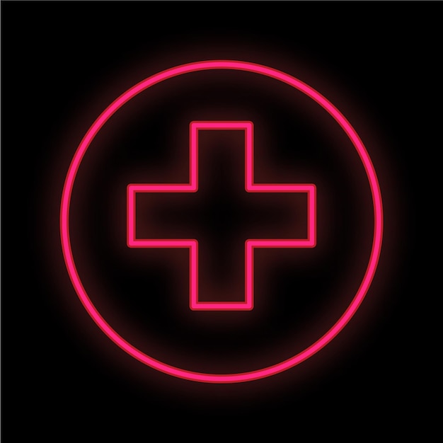 Letrero de neón digital médico rojo luminoso brillante para una farmacia o tienda de hospital hermoso brillante