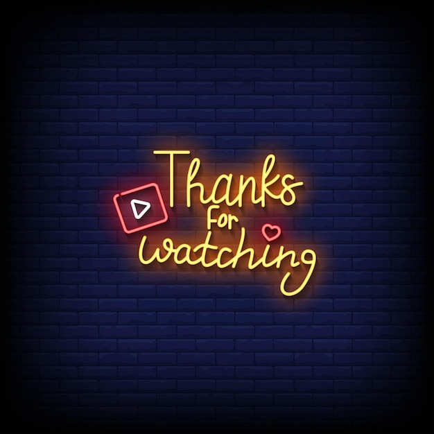 Letrero de neón gracias por mirar con Vector de fondo de pared de ladrillo