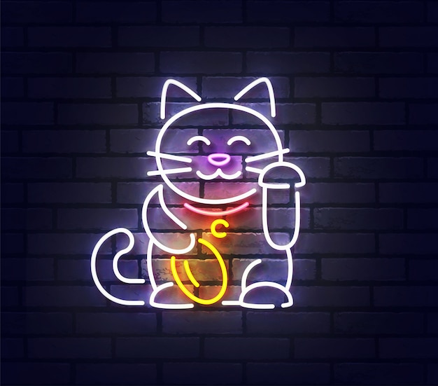 Letrero de neón Lucky Cat, letrero luminoso Japanese Lucky Cat