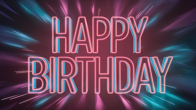 un letrero de neón que dice feliz cumpleaños en neón