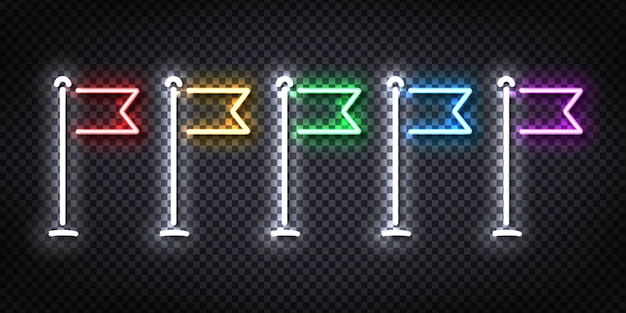 letrero de neón realista del logotipo de la bandera para decoración y revestimiento.