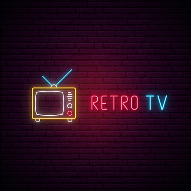 Letrero de neón de TV retro.