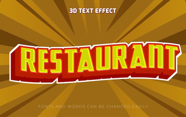 El letrero retro del restaurante es un estilo de efecto de texto editable en 3D