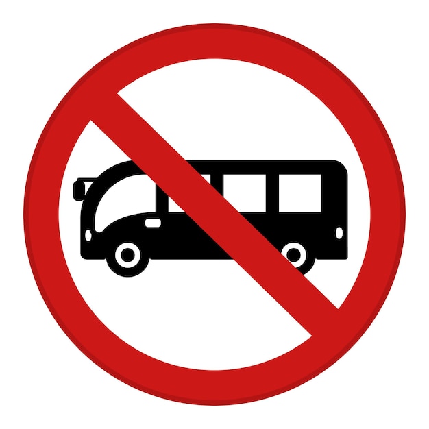 Letrero rojo No se permite la entrada de autobuses