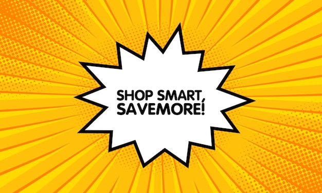 El letrero de la tienda inteligente savemore Letrero de explosión amarillo plano icono de la tienda intelixente savemore icono vectorial