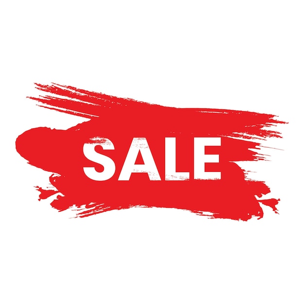 Letrero de venta con ilustración vectorial de trazos de pincel rojo