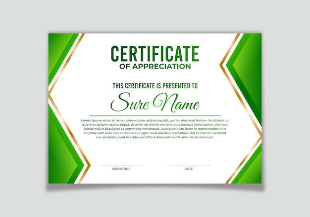 un letrero verde y blanco que dice certificado de arte