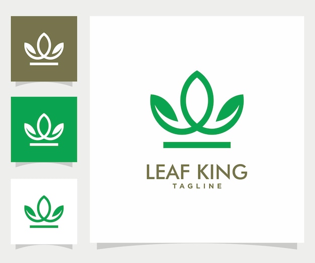 un letrero verde y blanco que dice leaf kingfish logotipo del vector de hojas de la corona verde