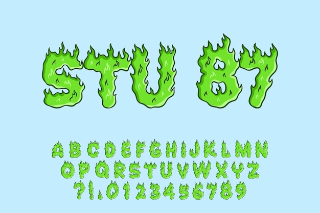 un letrero verde y naranja que dice parar en él alfabeto verde fuego vector letras