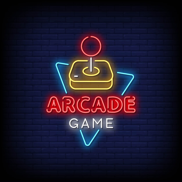 Letreros de neón del juego de arcade