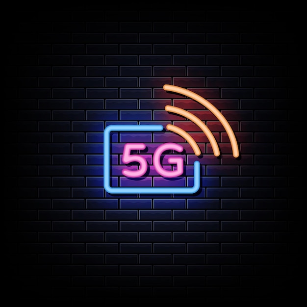 Letreros de neón del logotipo de la tecnología 5g