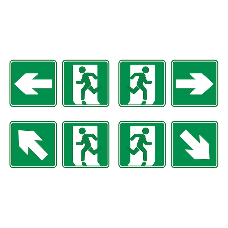 Vector letreros verdes para las salidas de emergencia